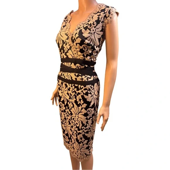 Tadashi Shoji Black and Ecru Sleeveless Dress 14 - Picture 5 of 9